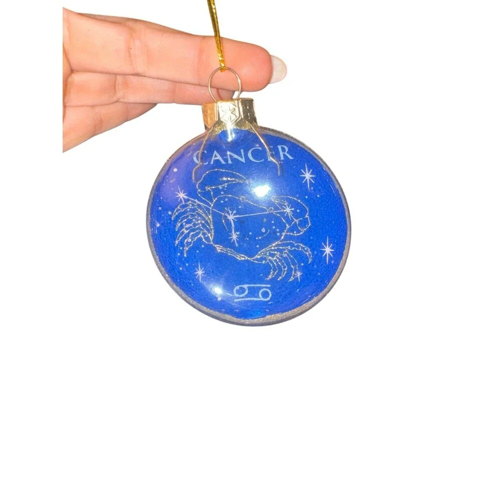 Kurt Adler Zodiac Cancer glitter glass Christmas ornament New